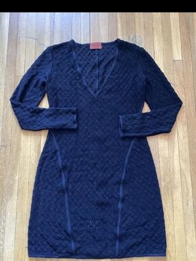 Missoni Ladies Size Small (40) Black Geometric/Knit Print Dress,Wool Blend,Italy